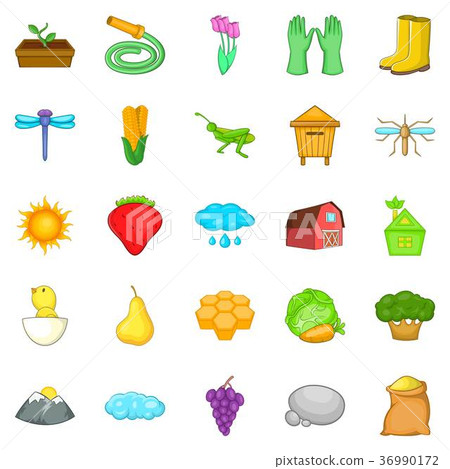 Farm icons set, cartoon style Farm icons set, cartoon style 36990172