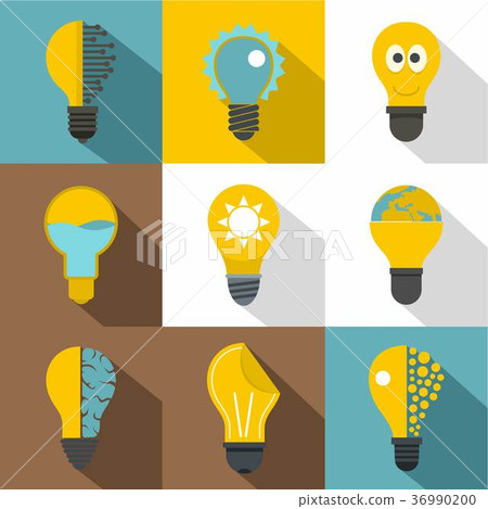 Technology light bulb icons set, flat style 36990200