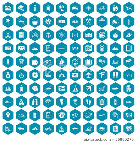 100 travel icons sapphirine violet 36990276