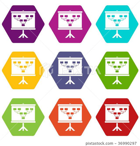 Soccer or football field scheme icon set color hexahedron Soccer or football field scheme icon set color hexahedron 36990297
