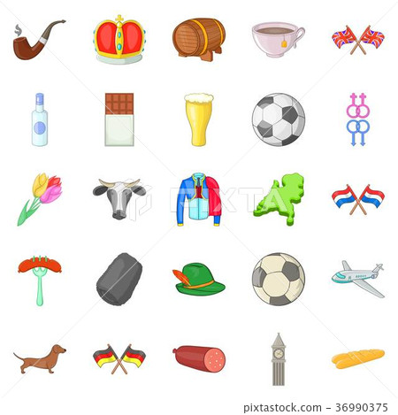 Europe icons set, cartoon style 36990375