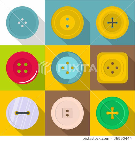 Woman button icons set, flat style Woman button icons set, flat style 36990444