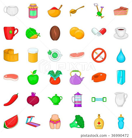 Treadmill icons set, cartoon style 36990472