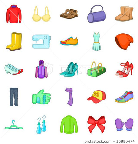 Foundation garment icons set, cartoon style 36990474
