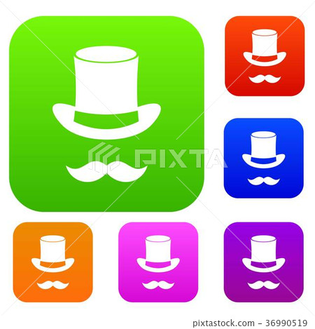 Magic black hat and mustache set collection Magic black hat and mustache set collection 36990519