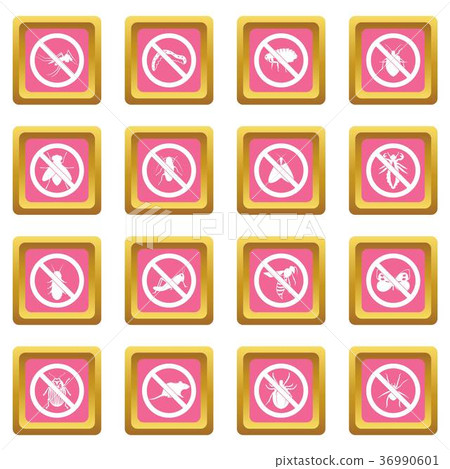 No insect sign icons pink No insect sign icons pink 36990601