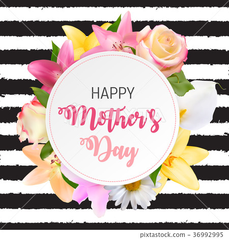 Happy Mother s Day Cute Background with Flowers Happy Mother s Day Cute Background with Flowers 36992995