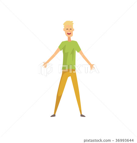 Blond man with cheerful face expression standing 36993644