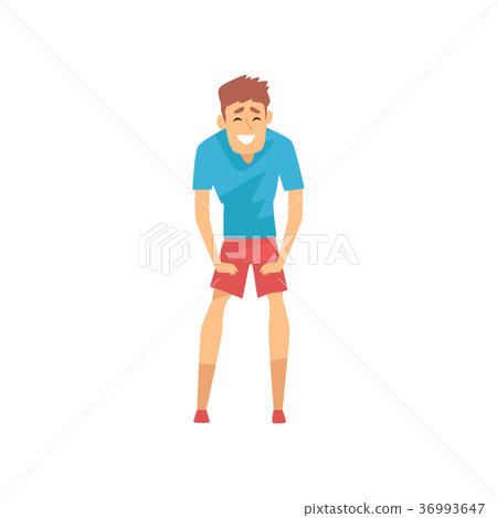 Man resting after jogging, leaning with hands his 36993647