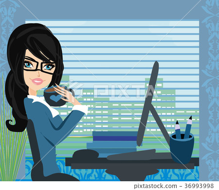 Beautiful secretary working with computer 36993998