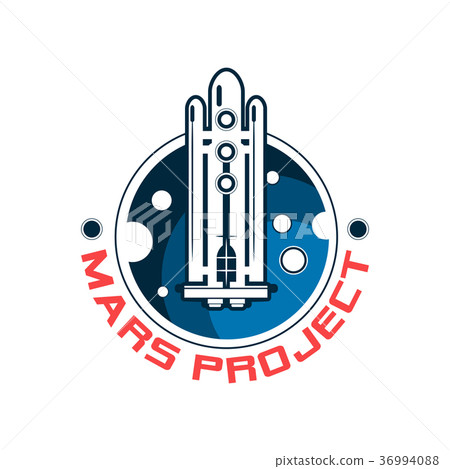 Abstract logo with spaceship and Mars. Space 36994088