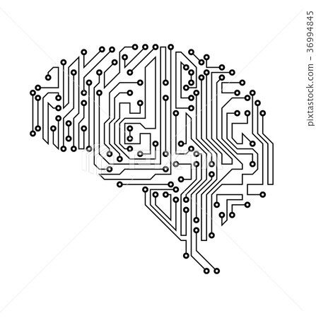 Stylized Brain. Circuit Board Texture, Electricity Stylized Brain. Circuit Board Texture, Electricity 36994845