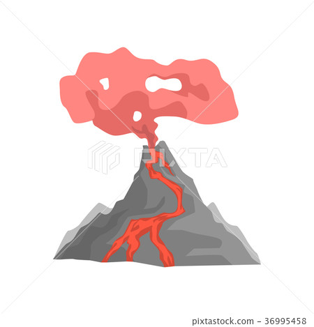 Volcano eruption with hot lava and dust cloud Volcano eruption with hot lava and dust cloud 36995458