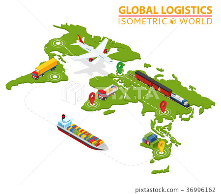 Global Logistic Isometric Vehicle Infographic. Shi Global Logistic Isometric Vehicle Infographic. Shi 36996162