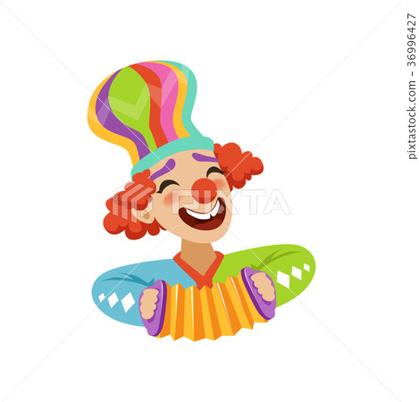 funny circus clown playing harmonic avatar of-图库插图[3699642