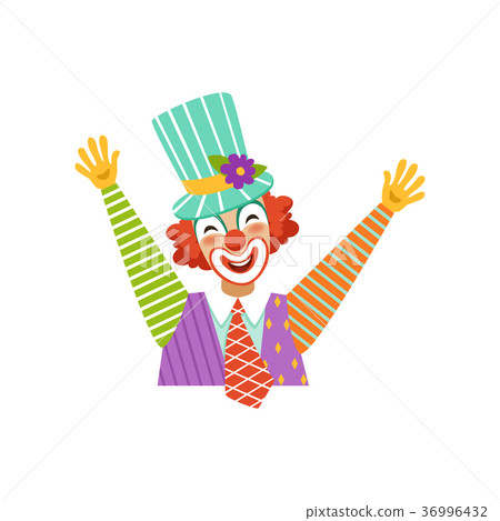 Funny circus clown raising his hands, avatar of Funny circus clown raising his hands, avatar of 36996432
