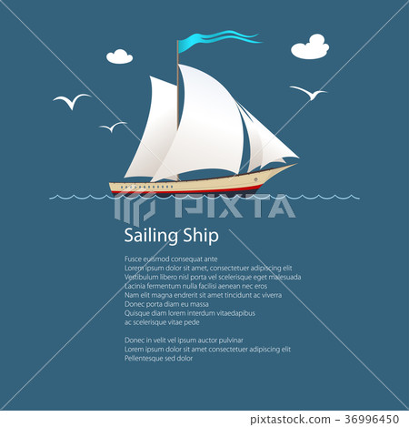 Yacht at Sea and Text 36996450