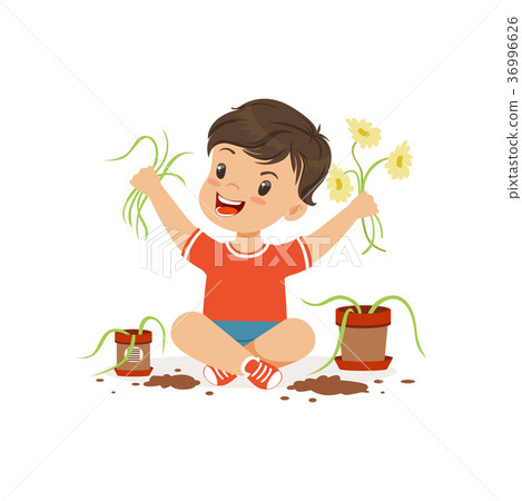 Cute little bully boy sitting on the floor and Cute little bully boy sitting on the floor and 36996626