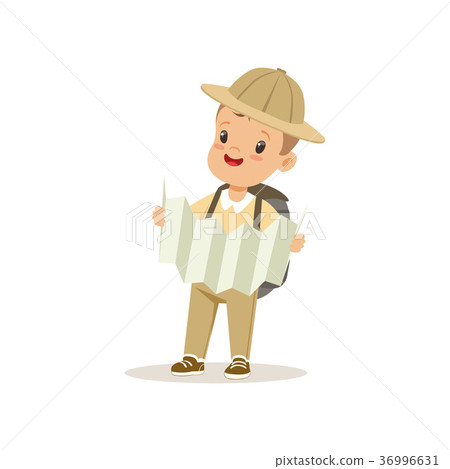 Cute little boy in scout costume with backpack 36996631