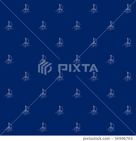 Seamless Sea Pattern with Yacht - Stock Illustration [36996763] - PIXTA