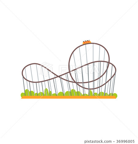 Rollercoaster track with train. Extreme ride Rollercoaster track with train. Extreme ride 36996805