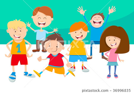 cartoon children comic characters group cartoon children comic characters group 36996835