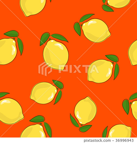 Seamless Pattern ,Lemon on Orange Background Seamless Pattern ,Lemon on Orange Background 36996943
