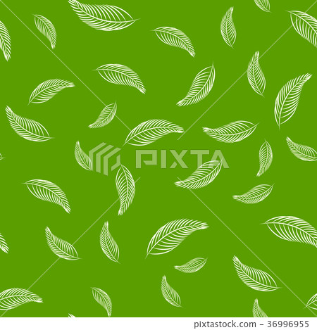 Seamless Pattern Leaf on Green Background - Stock Illustration ...