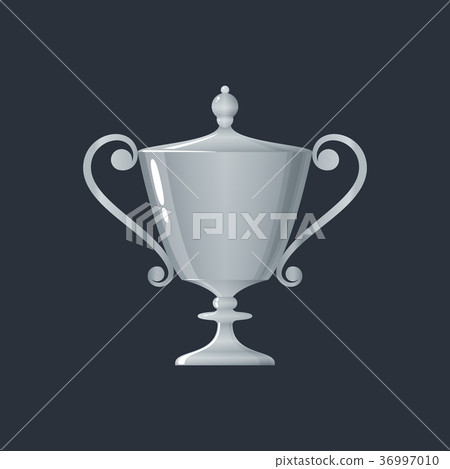 Silver Cup of Winner on Gray Background 36997010