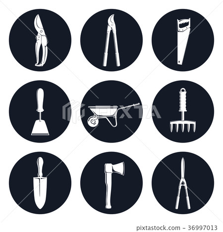 Set of Round Icons Garden Tools - Stock Illustration [36997013] - PIXTA