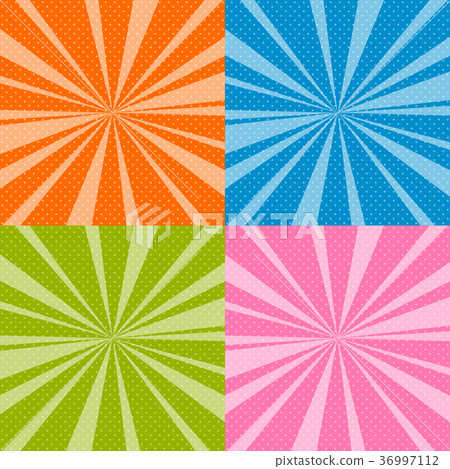 圖庫插圖: set of pop art retro background with sunbeams