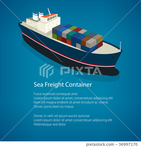Poster Isometric Container Ship 36997170