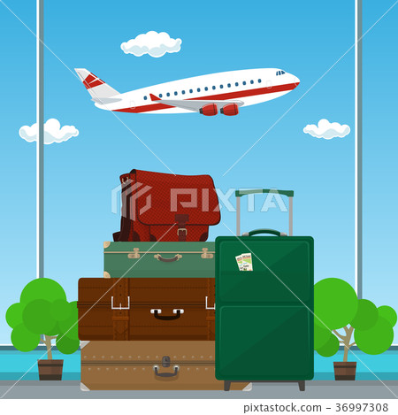 Retro Colored Suitcases and Trolley Suitcase 36997308