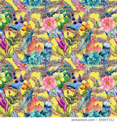 Tropical flower pattern in a watercolor style. 36997312