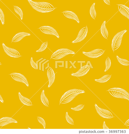 White Leaf on Yellow ,Seamless Pattern 36997363