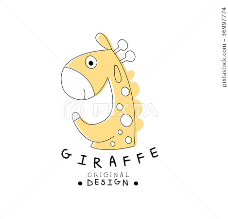 Giraffe logo design, sweet animal label easy 36997774