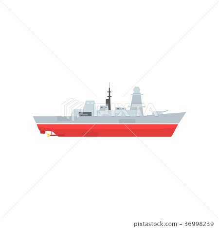 Naval armed ship with radar and antenna. Military 36998239