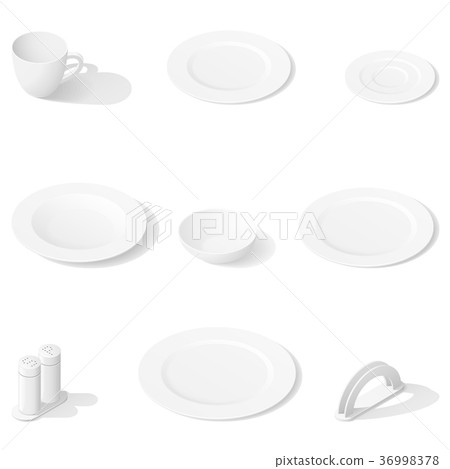 Tableware isometric icon set Tableware isometric icon set 36998378