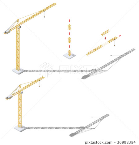 Crane with adjustable boom length and tower height 36998384