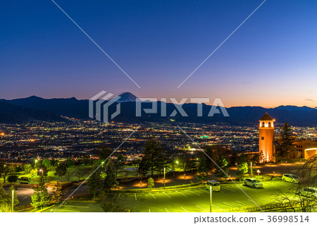 《Yamanashi Prefecture》The night view of Fuefukigawa Fruit Park, one of the New Three Great Night Views of Japan 36998514
