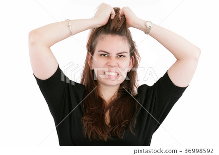 Stress. Business woman frustrated and stressed 36998592