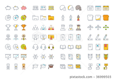 Set Vector Flat Line Icons Education - Stock Illustration [36999503 ...