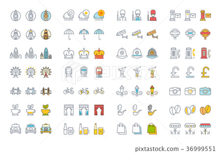 Set Vector Flat Line Icons London - Stock Illustration [36999551] - PIXTA