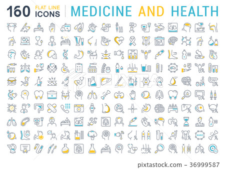 Set Vector Flat Line Icons Medecine and Health Set Vector Flat Line Icons Medecine and Health 36999587