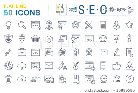 Set Vector Flat Line Icons SEO - Stock Illustration [36999590] - PIXTA