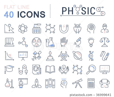 Set Vector Flat Line Icons Physic - Stock Illustration [36999641] - PIXTA