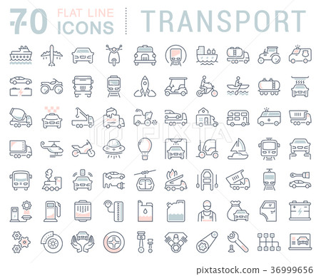 Set Vector Flat Line Icons Transport 36999656