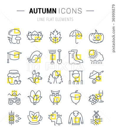 Set Vector Flat Line Icons Autumn - Stock Illustration [36999879] - PIXTA