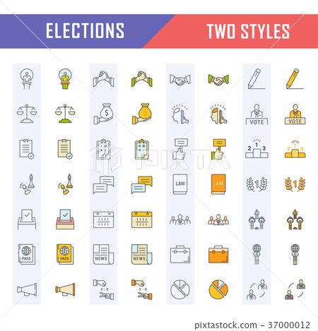 Set Vector Flat Line Icons Elections - Stock Illustration [37000012 ...