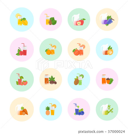 Set Vector Flat Icons of Juice 37000024